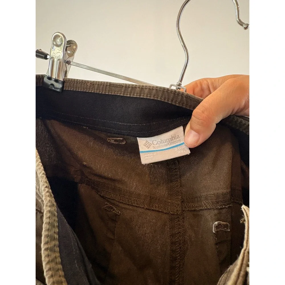Columbia Utility Pants Mens 30W 32L Olive Green Stretch Hiking Gorpcore